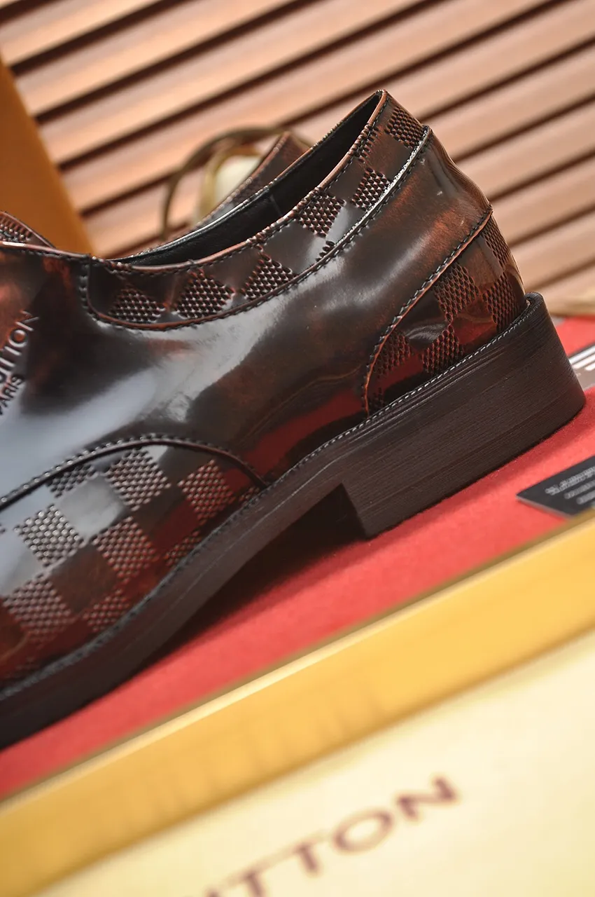 Men's shoes💰460💶【LOUIS VUITTON】(sheepskin lining) new cowhide LV formal shoes🎩🎩❗️🆘made one to one at the counter🎩original quality, imported cowhide upper➕full sheepskin lining➕original rubber outsole, {high quality visible}👣Size: 38-45 (45 custom-made)
